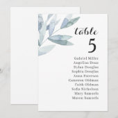 エレガントな葉の結婚式着席表。グレイのテーブル 招待状 (正面/裏面)