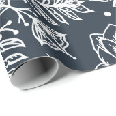 エレガントな葉の群葉の雪片パターンクリスマス ラッピングペーパー (ロールコーナー)