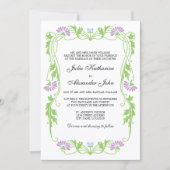 エレガントな葉の花とスワール ウェディング招待状 招待状 (正面)