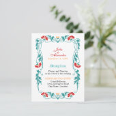エレガントな葉の花と渦巻きの受付カード 招待状 (スタンド正面)