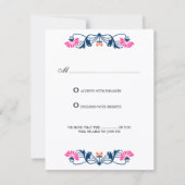 エレガントな葉の花飾りとスワール模様のRSVP / 返信カード 招待状 (裏面)