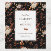 エレガントな葉の落ちるウェディング ワインラベル (シングルラベル)