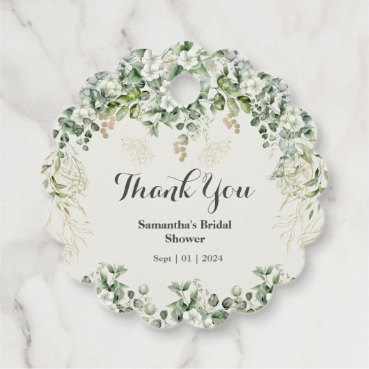 エレガントな葉の装飾:植物のウェディングギフトタグ フェイバータグ (裏面)