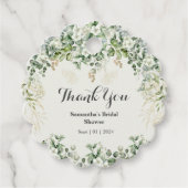 エレガントな葉の装飾:植物のウェディングギフトタグ フェイバータグ (正面)