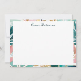 エレガントな葉模様のオーダーメイド ノートカード