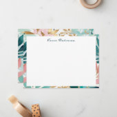 エレガントな葉模様のオーダーメイド ノートカード (正面/裏面インサイチュ)