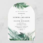 エレガントな葉緑の水彩アーチウェディング 招待状 (正面)