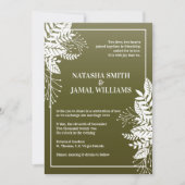 エレガントな葉（オリーブグリーン） 招待状 (正面)