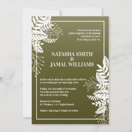 エレガントな葉（オリーブグリーン） 招待状