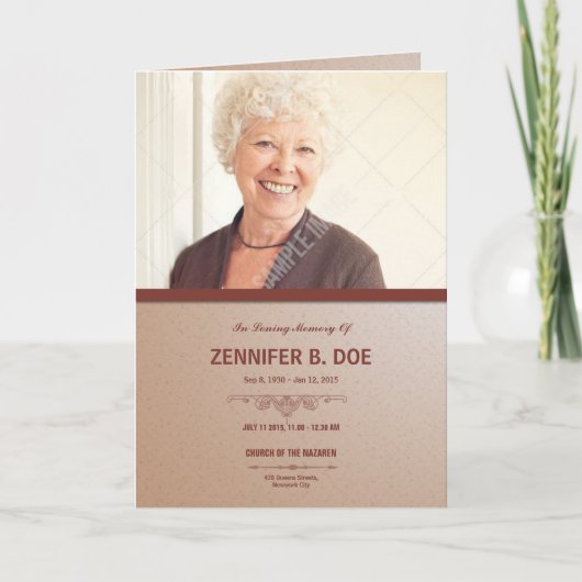 エレガントな葬儀のプログラムテンプレート プログラム (正面)