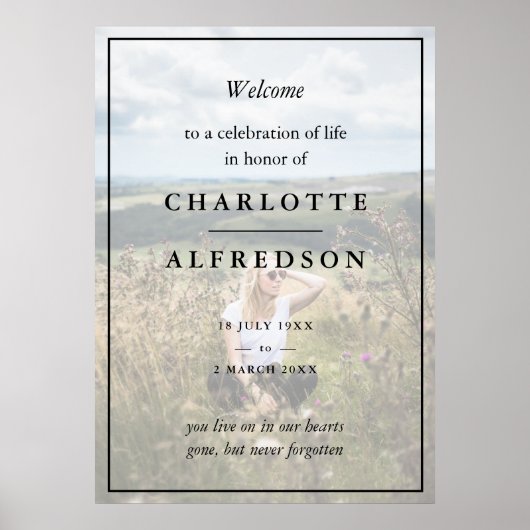 エレガントな葬儀 | おしゃれな追悼式 フォト ポスター (正面)