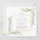 エレガントな葬儀 生命の祝祭 フォト スクエア 招待状 (正面)