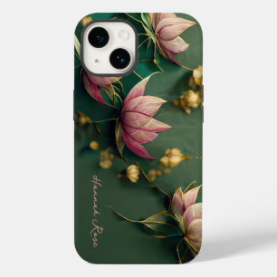 エレガントな蓮の花 ピンクとゴールド   モノグラム Case-Mate iPhone 14ケース