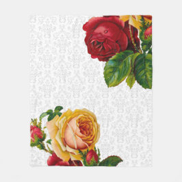 エレガントな薄い灰色のダマスク織の花柄 フリースブランケット