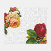 エレガントな薄い灰色のダマスク織の花柄 フリースブランケット (正面(横))