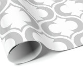 エレガントな薄い灰色の白い格子パターン ラッピングペーパー (ロールコーナー)