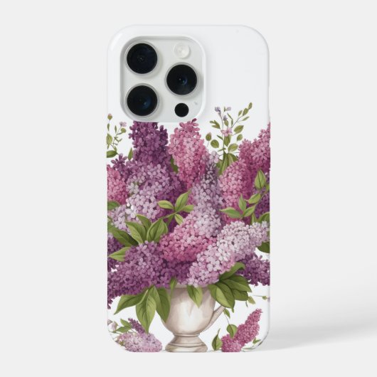 エレガントな薄紫のライラックの花の花束の花瓶iPhoneケース iPhoneケース (裏面)