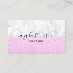 エレガントな薄紫の紫色のグリッターの大理石の化粧及び毛 名刺