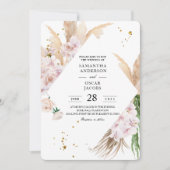 エレガントな蘭とパンパス フレーム 招待状 (正面)