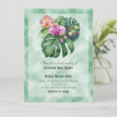 エレガントな蘭の花と緑の背景 招待状 (スタンド正面)