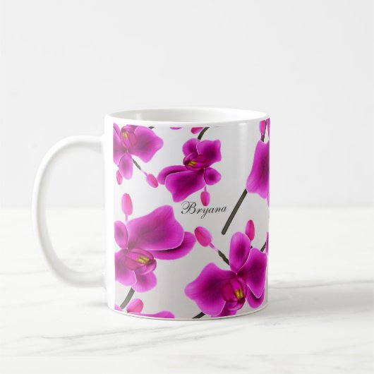 エレガントな蘭の花 コーヒーマグカップ (左)