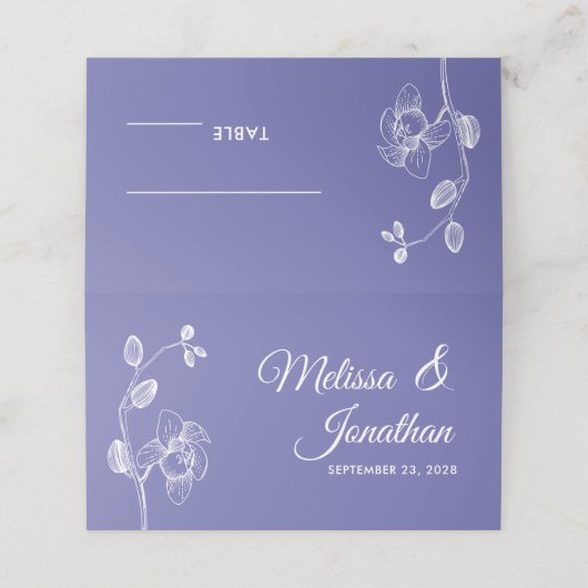 エレガントな蘭 シンプル ロマンチック ウェディング フラワープラン プレイスカード (外部開封)