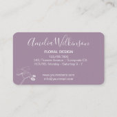 エレガントな蘭 ブラック&ホワイト フラワーデリケート ラベンダー 名刺 (裏面)