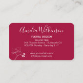 エレガントな蘭 ブラック ホワイト モダン フラワーバーガンディ 名刺 (裏面)