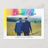 エレガントな虹のウェディングフォトLGBTQ感謝 ポストカード (正面)