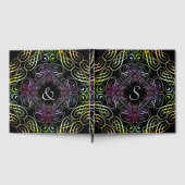 エレガントな虹のスクロールワークスクリプト（黒地） ゲストブック (全面)