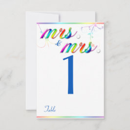 エレガントな虹の花のゲイウェディングテーブルナンバー 招待状