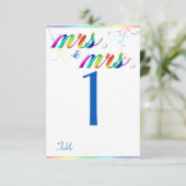 エレガントな虹の花のゲイウェディングテーブルナンバー 招待状 (スタンド正面)