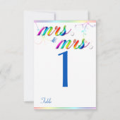 エレガントな虹の花のゲイウェディングテーブルナンバー 招待状 (裏面)