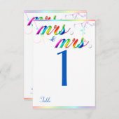 エレガントな虹の花のゲイウェディングテーブルナンバー 招待状 (正面/裏面)