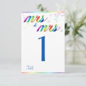 エレガントな虹の花のゲイウェディングテーブルナンバー 招待状 (スタンド正面)