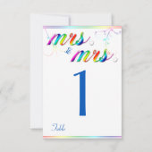 エレガントな虹の花のゲイウェディングテーブルナンバー 招待状 (裏面)