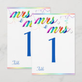 エレガントな虹の花のゲイウェディングテーブルナンバー 招待状 (正面/裏面)