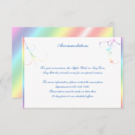 エレガントな虹の花の陽気な結婚式の挿入物 エンクロージャーカード (正面/裏面)