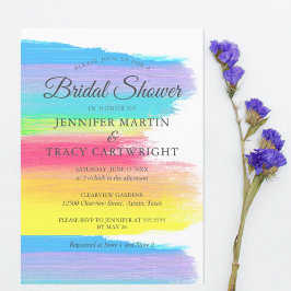 エレガントな虹の2人の花嫁 レズビアン ブライダルシャワー 招待状