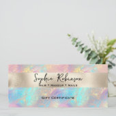 エレガントな虹彩とパールホイルのギフト券 招待状 (スタンド正面)