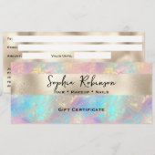 エレガントな虹彩とパールホイルのギフト券 招待状 (正面/裏面)