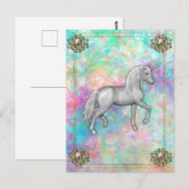 エレガントな虹色のユニコーンのモノグラム ポストカード (正面/裏面)