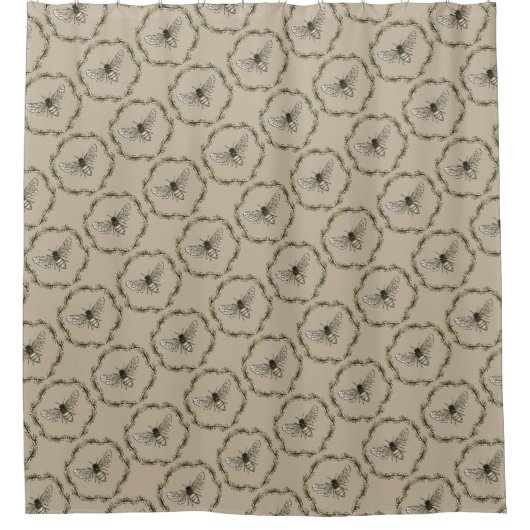 エレガントな蜂のプリントのシャワー・カーテン シャワーカーテン (正面)