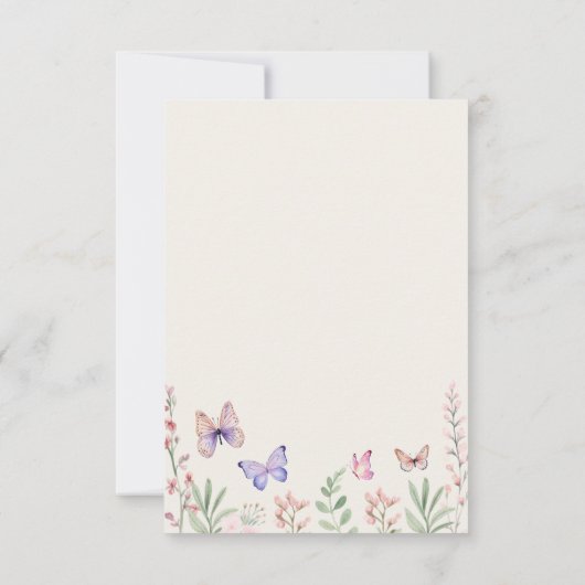 エレガントな蝶々が私をときめかせる ブライダルシャワーの招待状 サンキューカード (裏面)