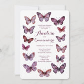 エレガントな蝶がフレームを作る　キンセアニェーラ　カスタム 招待状 (正面)