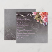 エレガントな蝶とバラの誕生日招待状 招待状 (正面/裏面)