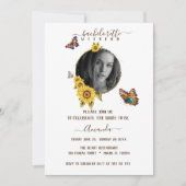 エレガントな蝶のひまわり独身最後の週末 招待状 (正面)