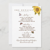 エレガントな蝶のひまわり独身最後の週末 招待状 (裏面)