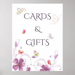 エレガントな蝶のブライダルシャワー カードとギフト ポスター