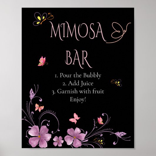 エレガントな蝶のブライダルシャワー カードとギフト ポスター (正面)